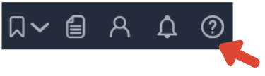 Close up of the FactSet top menu with a red arrow pointing to the question mark icon that opens the Online Assistant